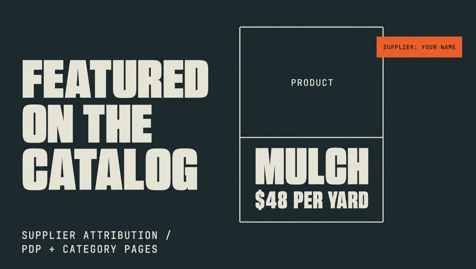 Supplier name pinned to a product detail page card as a SUPPLIER tag.